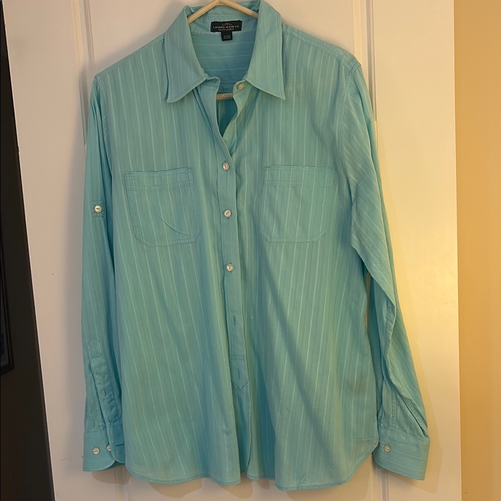 Lauren Jeans Company Turquoise Blue Buttondown Shirt (L)